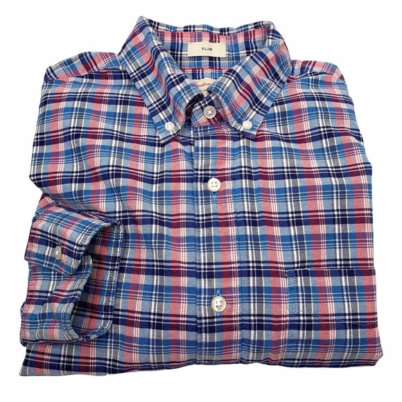 J. Crew Broken-In Organic Cotton Garment-Dyed Oxford Button Down Plaid Shirt M - Picture 2 of 12